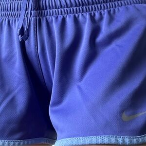 Nike Women's Athletic Dri-fit Shorts in Vibrant Blue & Purple Medium
